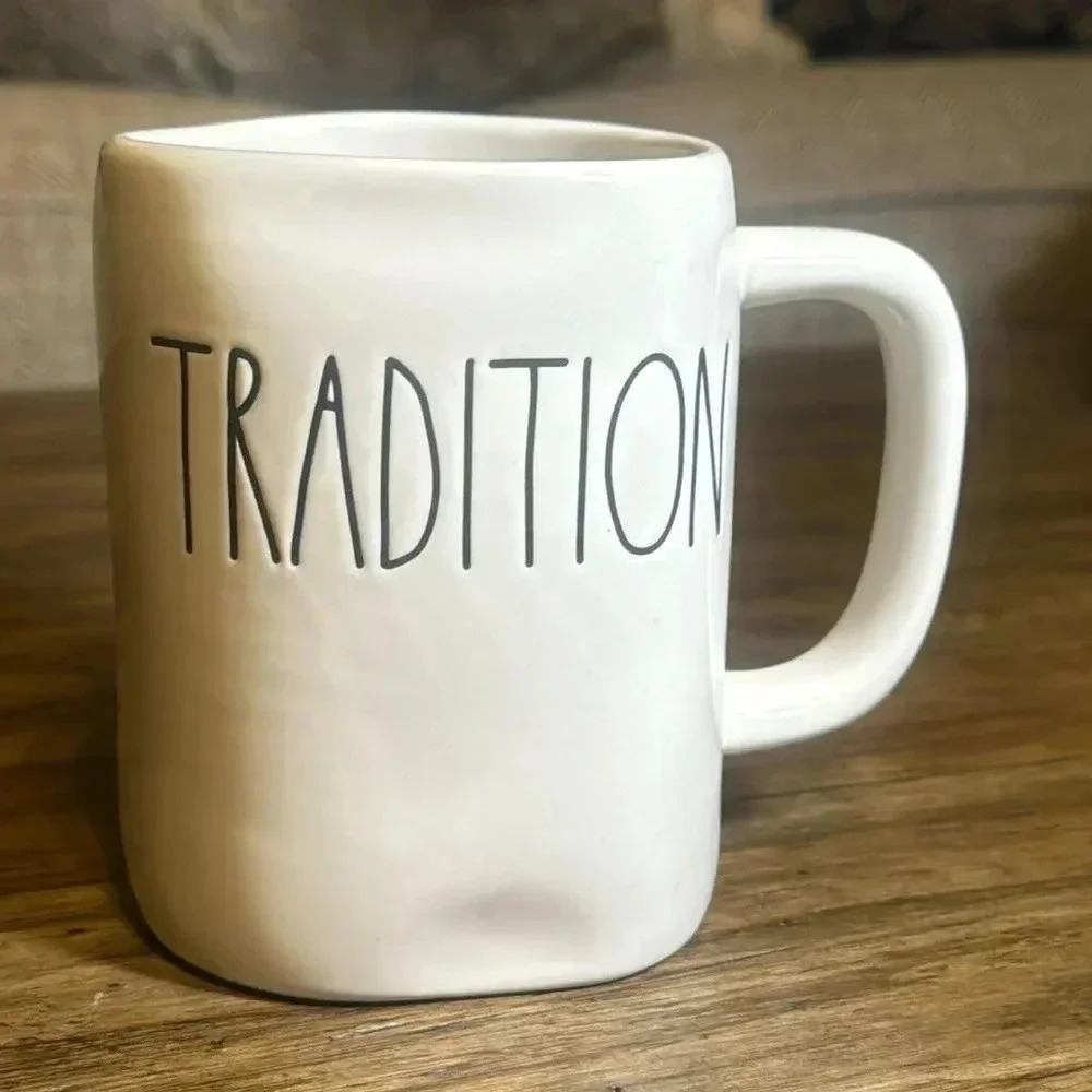 RAE DUNN CERAMIC “TRADITION” TEA/COFFEE CUP/MUG